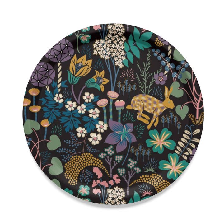 Lyckeflykt Svart/Multi Rund Bricka #2 för wholesale av Arvidssons Textil