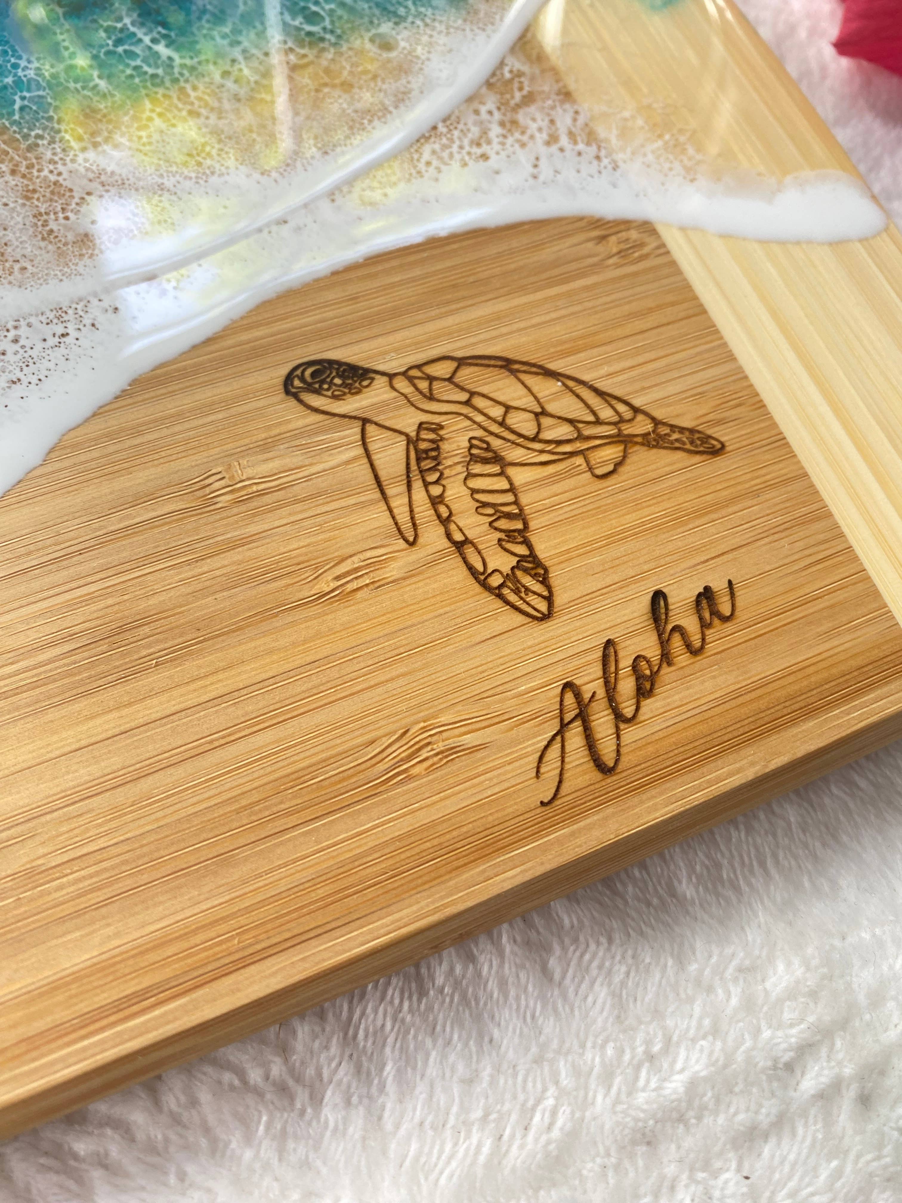 TBM Creations LLC - Wholesale Cheese Board - TURTLE Aloha Charcuterie board | Maui made Serving board4