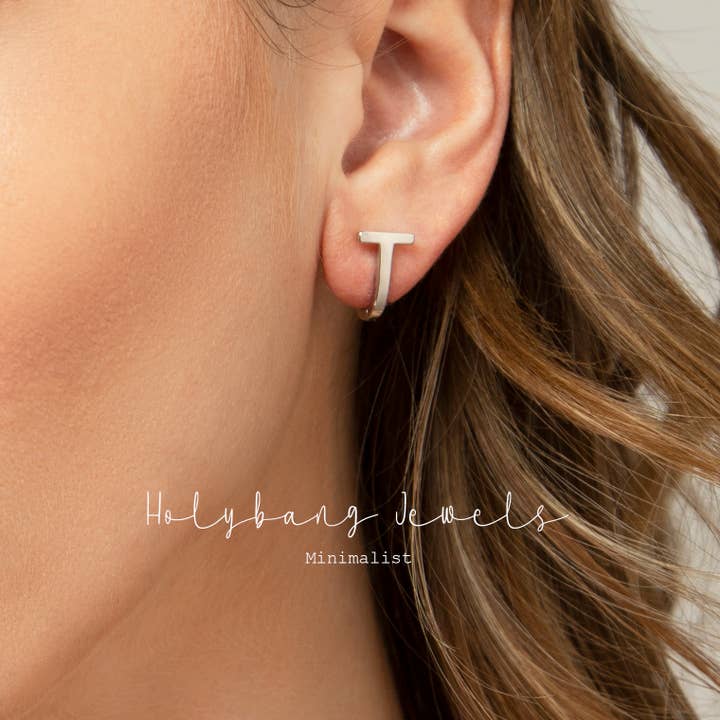 HolyBang Jewels - Wholesale Hoop Earrings - MINIMALIST T BAR HOOP EARRINGS - E-H100294