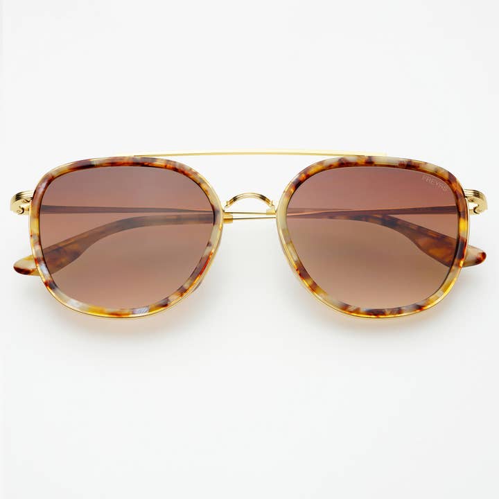 Brown Pearl Weston Acetate Round Unisex Sunglasses for wholesale on Faire
