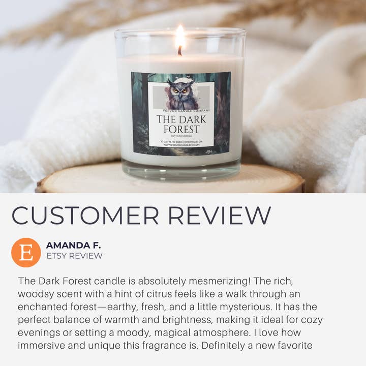 Fervor Candle Company - Wholesale Jar/Filled Candle - The Dark Forest 10oz Soy Wax Book Inspired Candle3