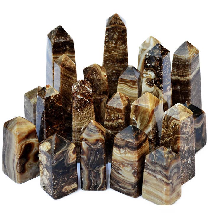 Chocolate Calcite Tower (5-10 Pcs) 1 Kg Lot for wholesale by Kaia & Crystals