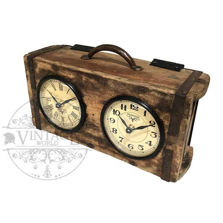 Brick Mould Dual Dial Clock for wholesale by Vintage World Australia