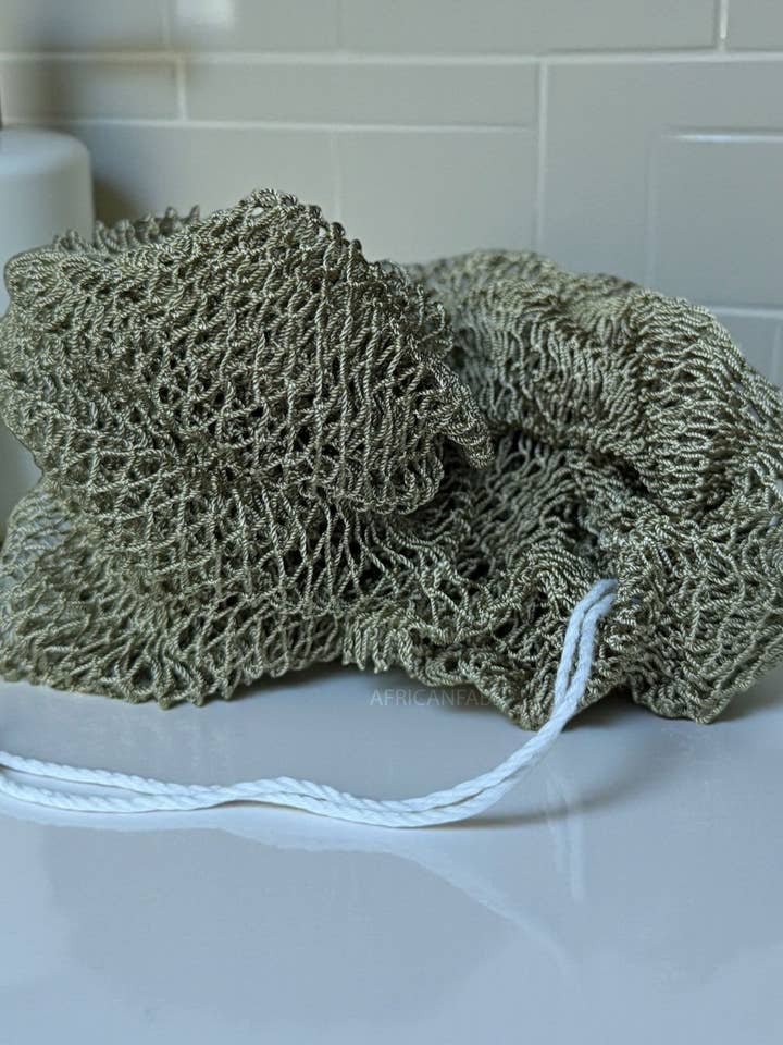 Rete africana per il corpo / Rete esfoliante africana / Spugna Sapo - Verde oliva per la vendita all'ingrosso da parte di AfricanFabs