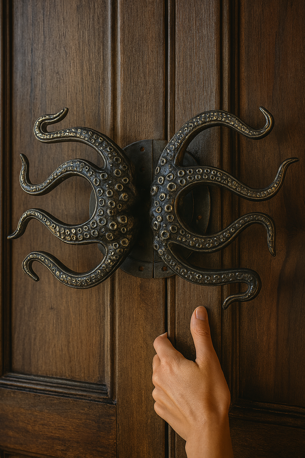 Ubud Glass – wholesale Knob/pull – Brass Octopus Door Handle – Solid Brass Entry Door Pull (Left or Right)1