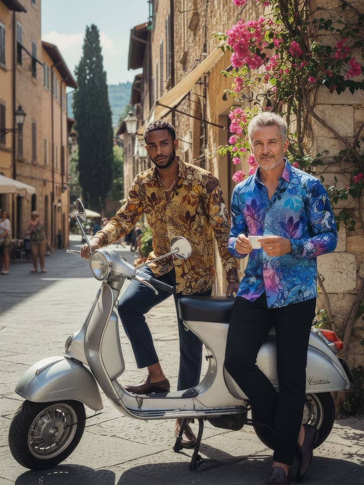 men's Peacock Abstract long sleeve shirts 2SP31 for wholesale by BARABAS