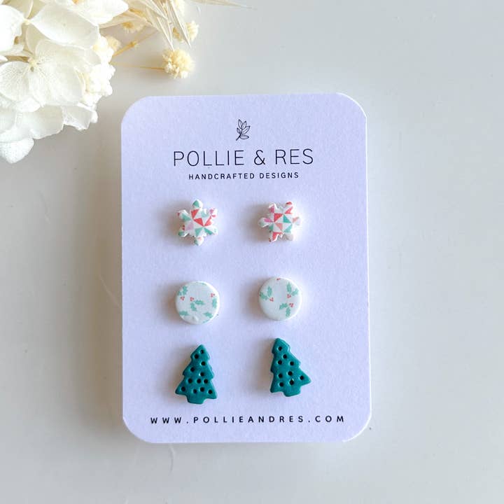 Pollie & Res - Wholesale Stud/post earrings - Christmas Stud Packs6