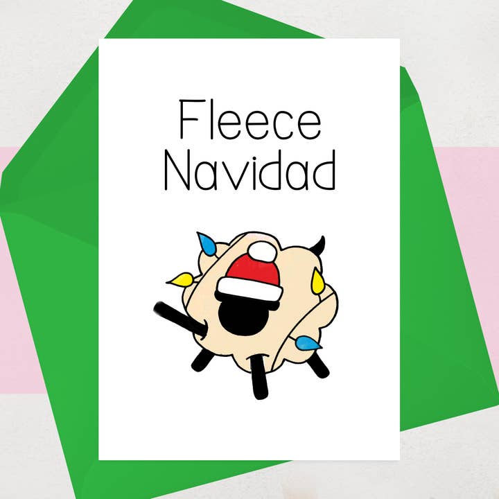 Sheep Christmas Cards Fleece Navidad, Spain, Welsh Xmas Card for wholesale by OCD Greeting Cards