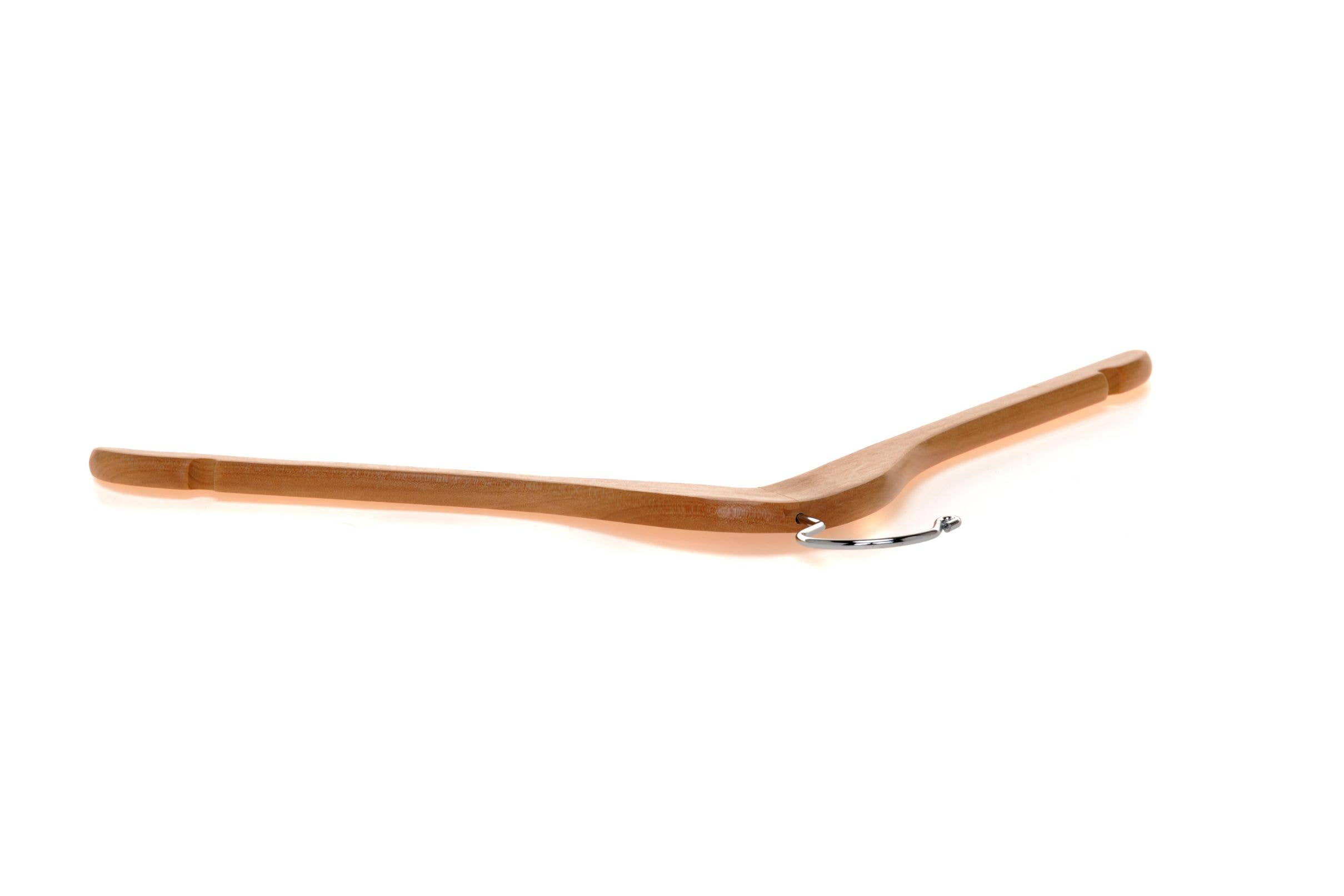 Quality Hangers - Wholesale Clothes Hangers - W031 Semi Curved Wooden Hangers, 17.5" Natural - 80 Hangers9