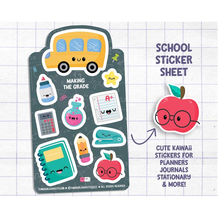 Back to School Sticker Sheet for wholesale by FunUsual Suspects