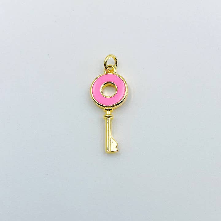 findings4uGem - Wholesale Pendant/Charm Necklace - Lock Key Shape Gold Filled Enamel Pendant Charm, CP13121