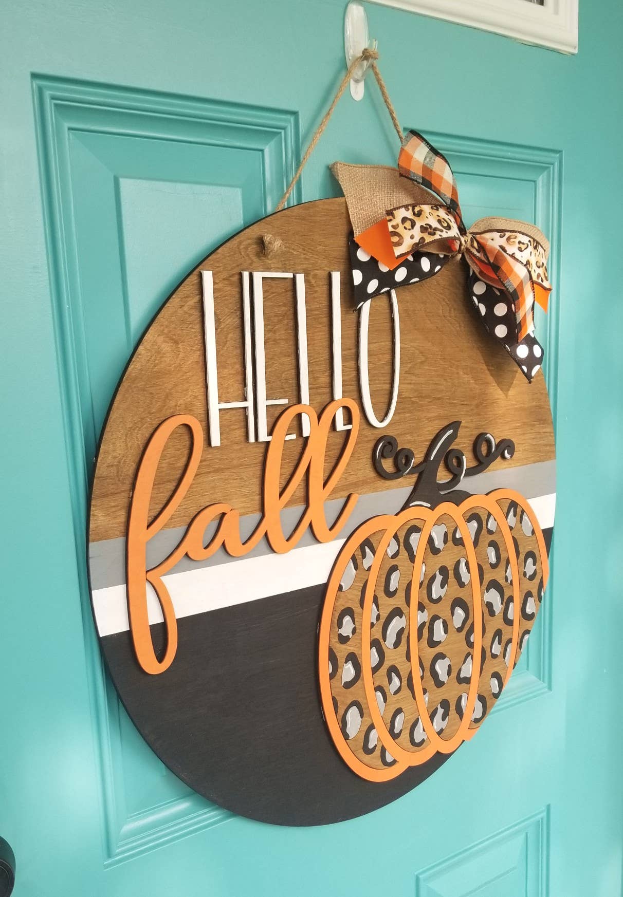 Teal Moon Creations - Wholesale DIY Craft Kit - DIY Hello Fall Leopard Door Hanger1