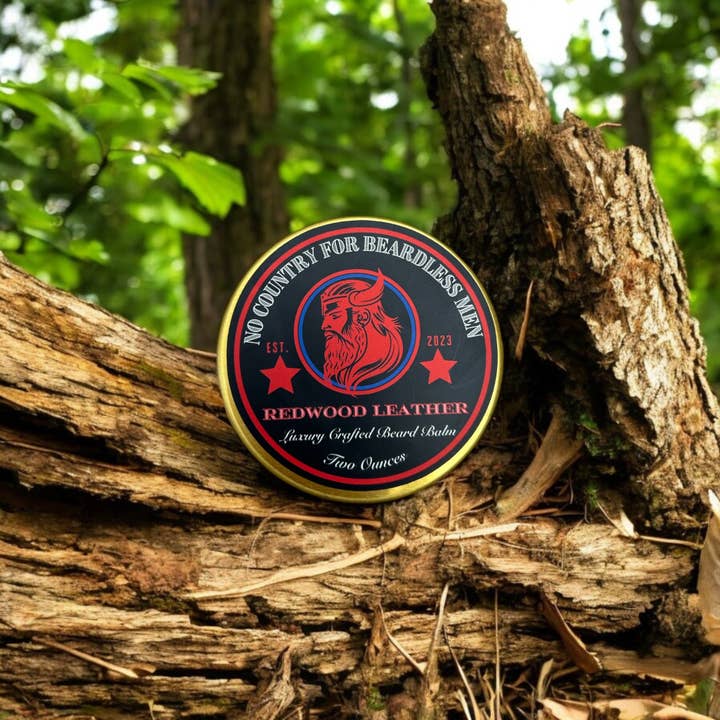 Redwood Leather Beard Balm (Two Ounces) for wholesale by No Country for Beardless Men