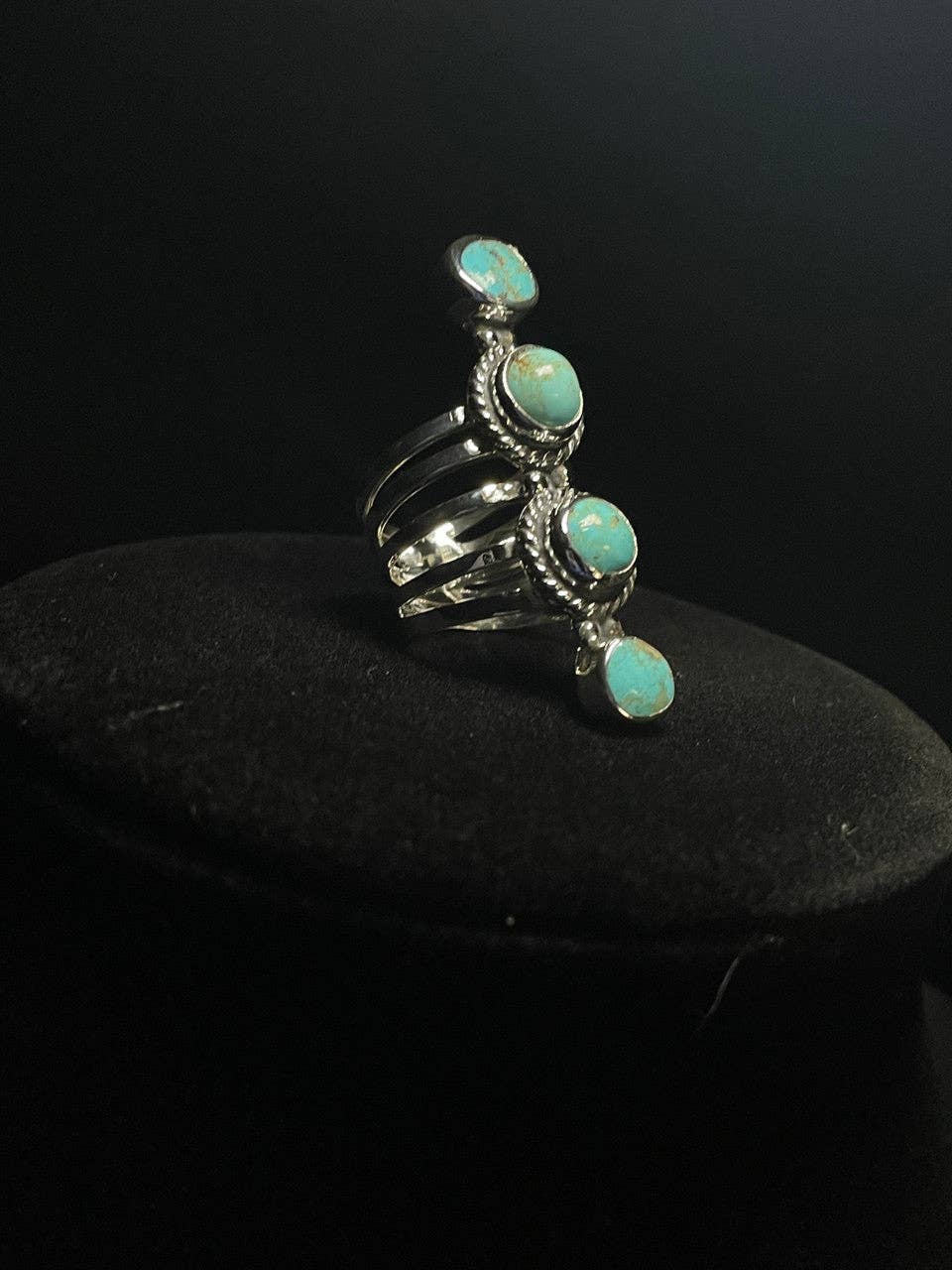 Regul Silver – Engroshandel Statementring – Fire sten sterlingsølvring | Ægte turkis4