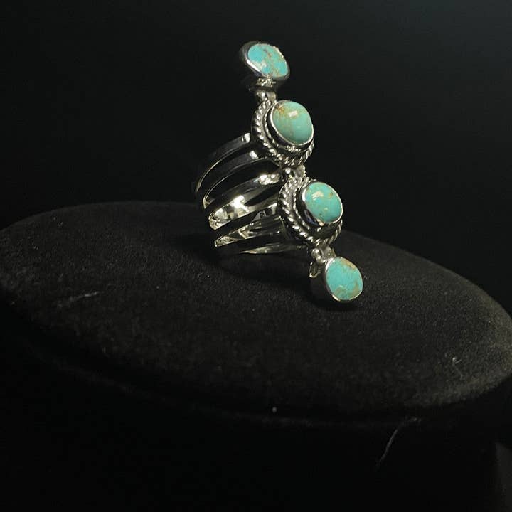 Regul Silver – Engroshandel Statementring – Fire sten sterlingsølvring | Ægte turkis4