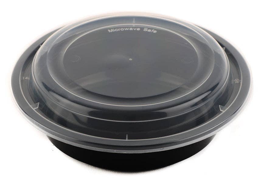 EcoQuality - Wholesale Food Storage Container - 32Oz Black Disposable Plastic Round Microwavable Food