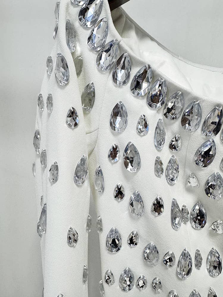 White DR514Y Hand-Beaded Teardrop Diamond  Long Dress for wholesale on Faire5