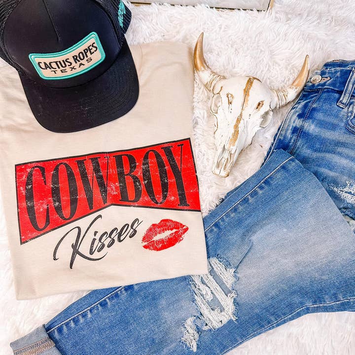 Cowboy Kisses Western Graphic Tee for wholesale by ZZ Threadz