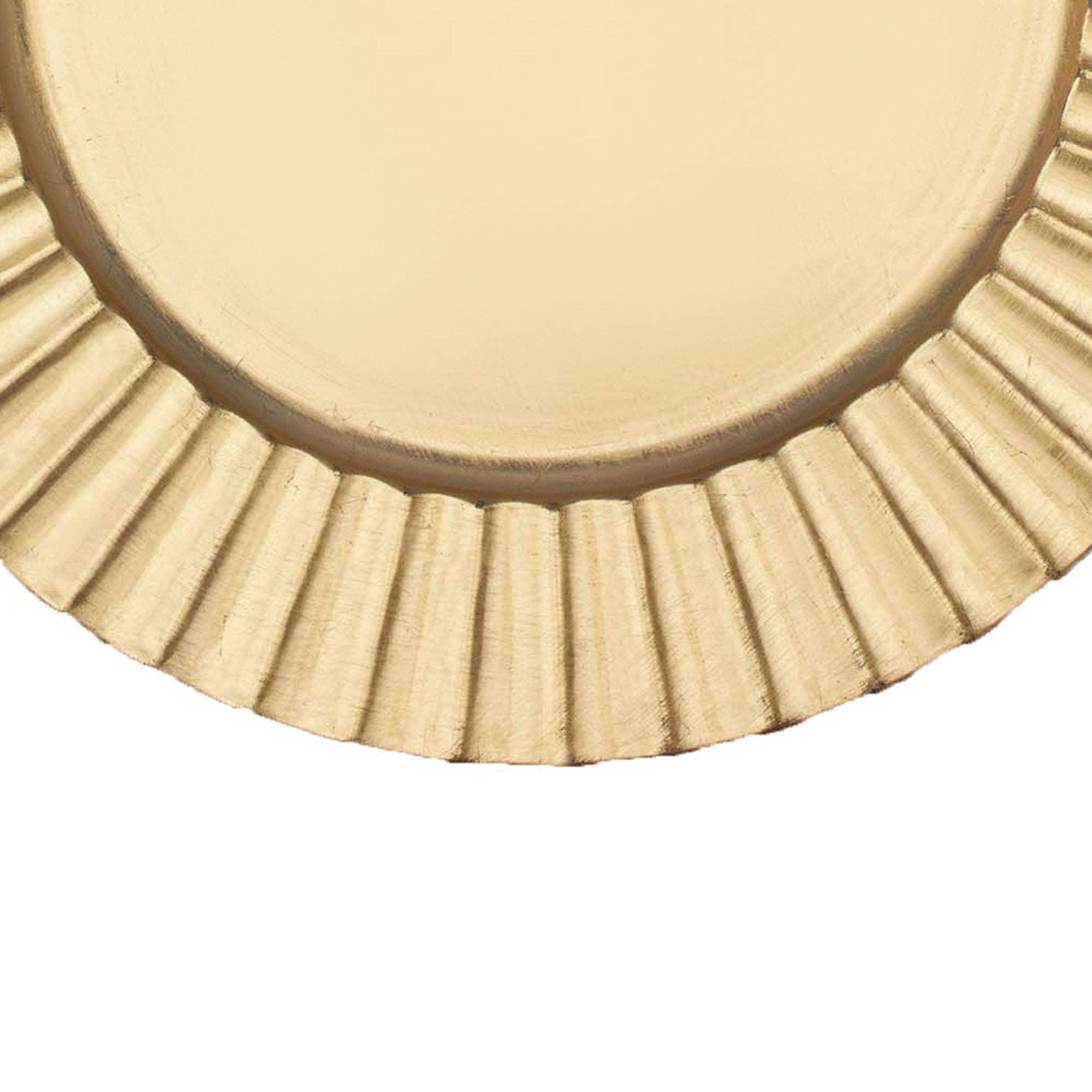 Portofino International Trading, USA - Wholesale Charger Plate - Matte Fluted Edge Plastic Charger Plate 13" - Gold2