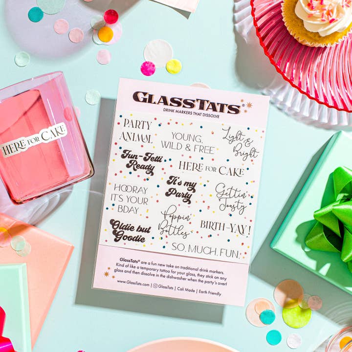 GlassTats - Wholesale Wine/cocktail glass markers - Birthday Drink Markers1