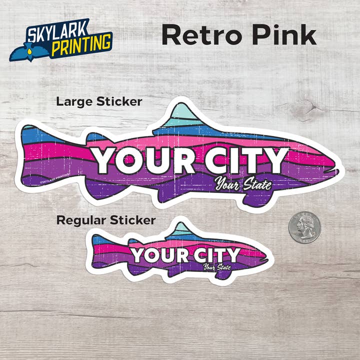 Skylark Printing - Wholesale Sticker - Custom Trout Souvenir Fish Sticker with Your Text6
