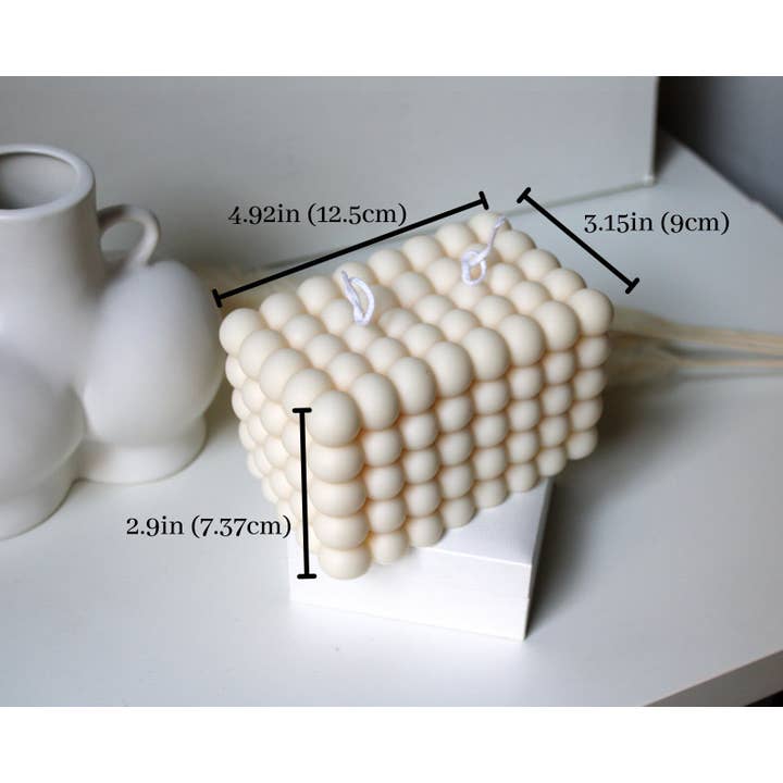 MarneyAsh - Venta al por mayor Velas de diseño llamativo - Vela grande con forma de cubo de doble burbuja, vela de burbujas XL con 2 mechas4