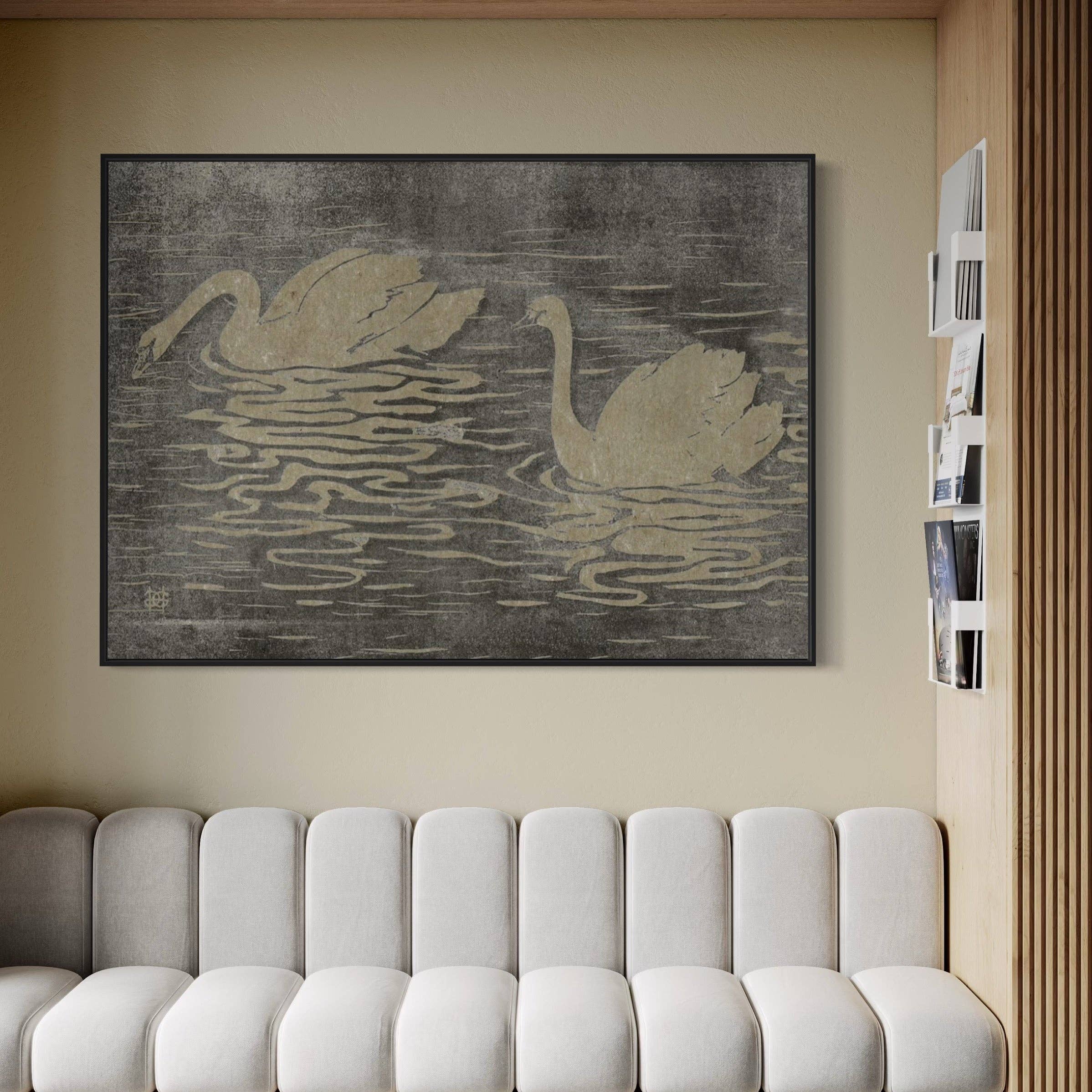 SPLASHWORKS – wholesale Konsttryck – Svanar i sjö hampkonst1