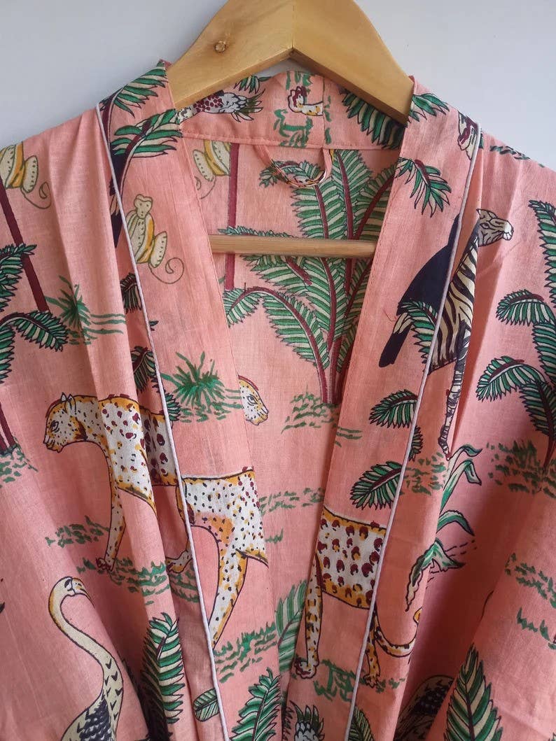 bhavnas boutique - Wholesale Robe - Women's - Handmade Cover up Bath Robe Floral Print Women's long Kimono1