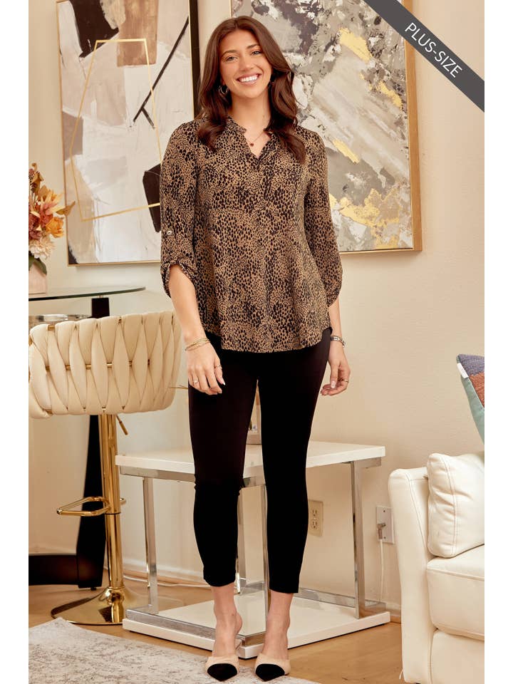 OLIVE PLUS SIZE Wrinkle Free Fun Print All Over Top LIZZY-V0145P for wholesale on Faire