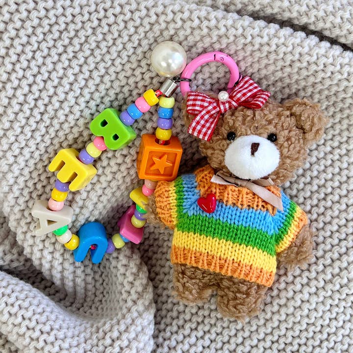 ACACIA(Formerly OLA) - Wholesale Purse/bag accessory – Women’s - Hand-Knitted Rainbow Sweater Teddy Bear Bag Charm0