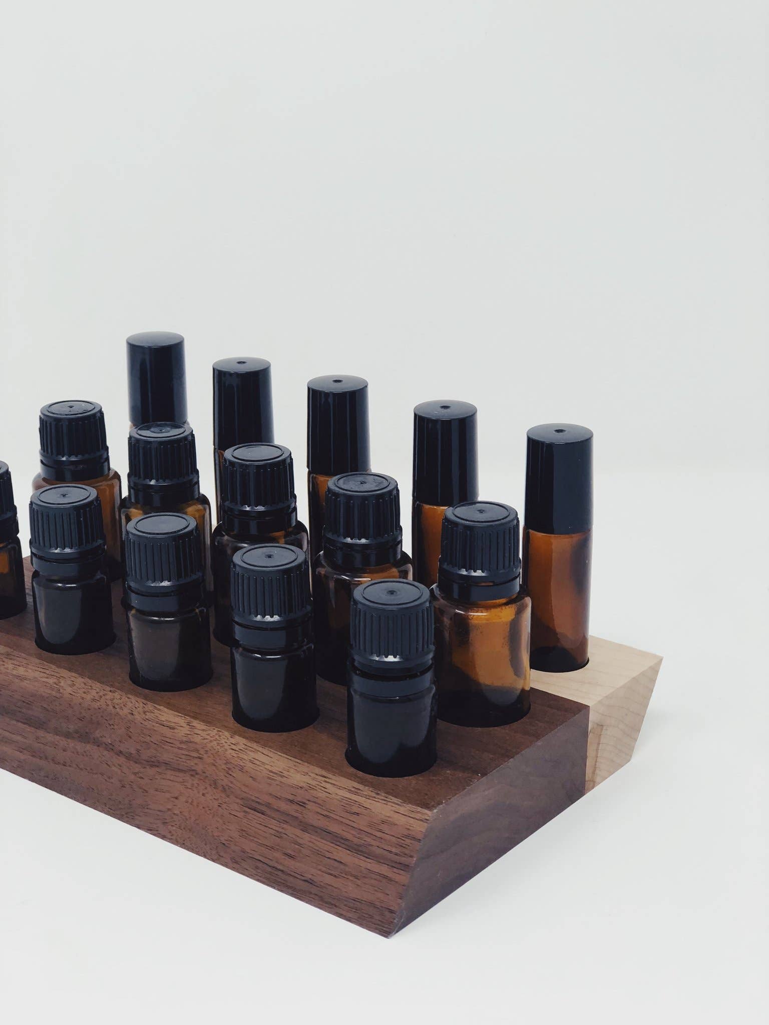 Kindred Essentials - Wholesale Oil/Vinegar Dispenser - Black Walnut and Maple Slant Holder1