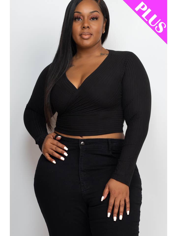 CAPELLA APPAREL - Wholesale Knit Top - Women's - Plus Wrap Front Top