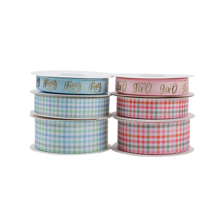LA Ribbons Wholesale - Wholesale Ribbon - Gift Wrapping - BOY PLAID GROSGRAIN RIBBON