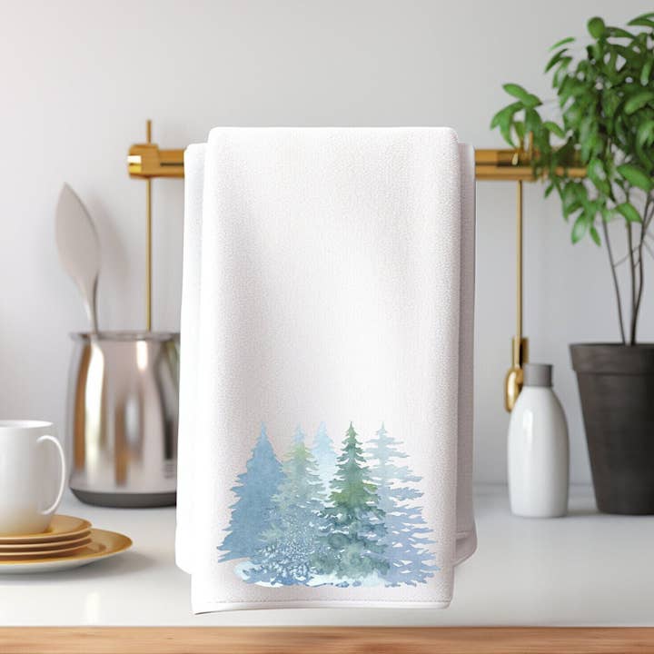 Winter Trees Luxury Velour Hand and Guest Bath Towel for wholesale by Fernville Creations