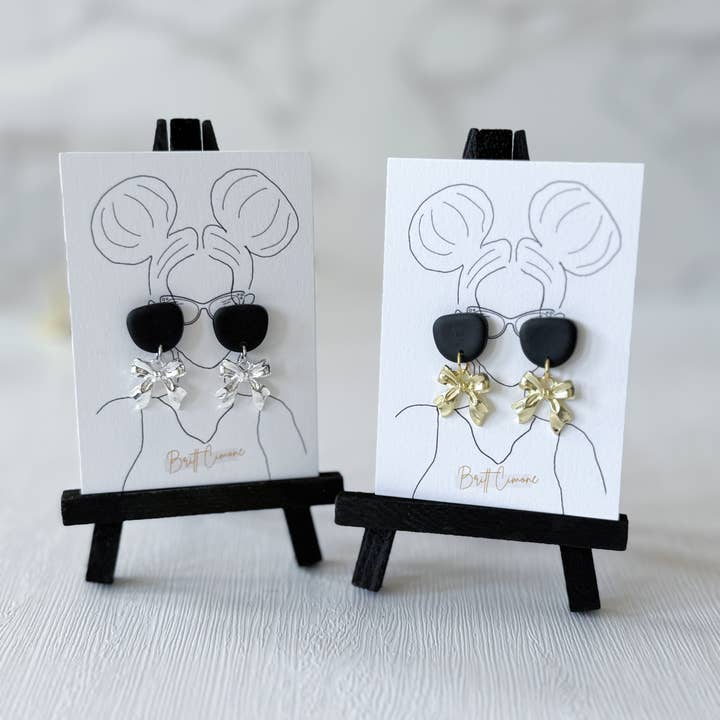 Luna Bow Drops | Handmade Polymer Clay Earrings for wholesale by Britt Cimone