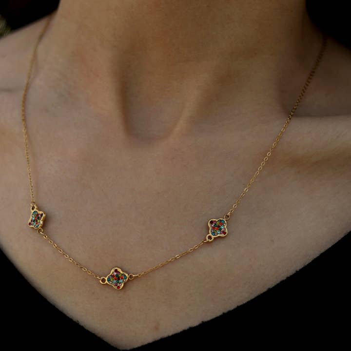 ELLIS farvet Zirconia Charms Guld Halskæde for engroshandel hos HACKNEY NINE