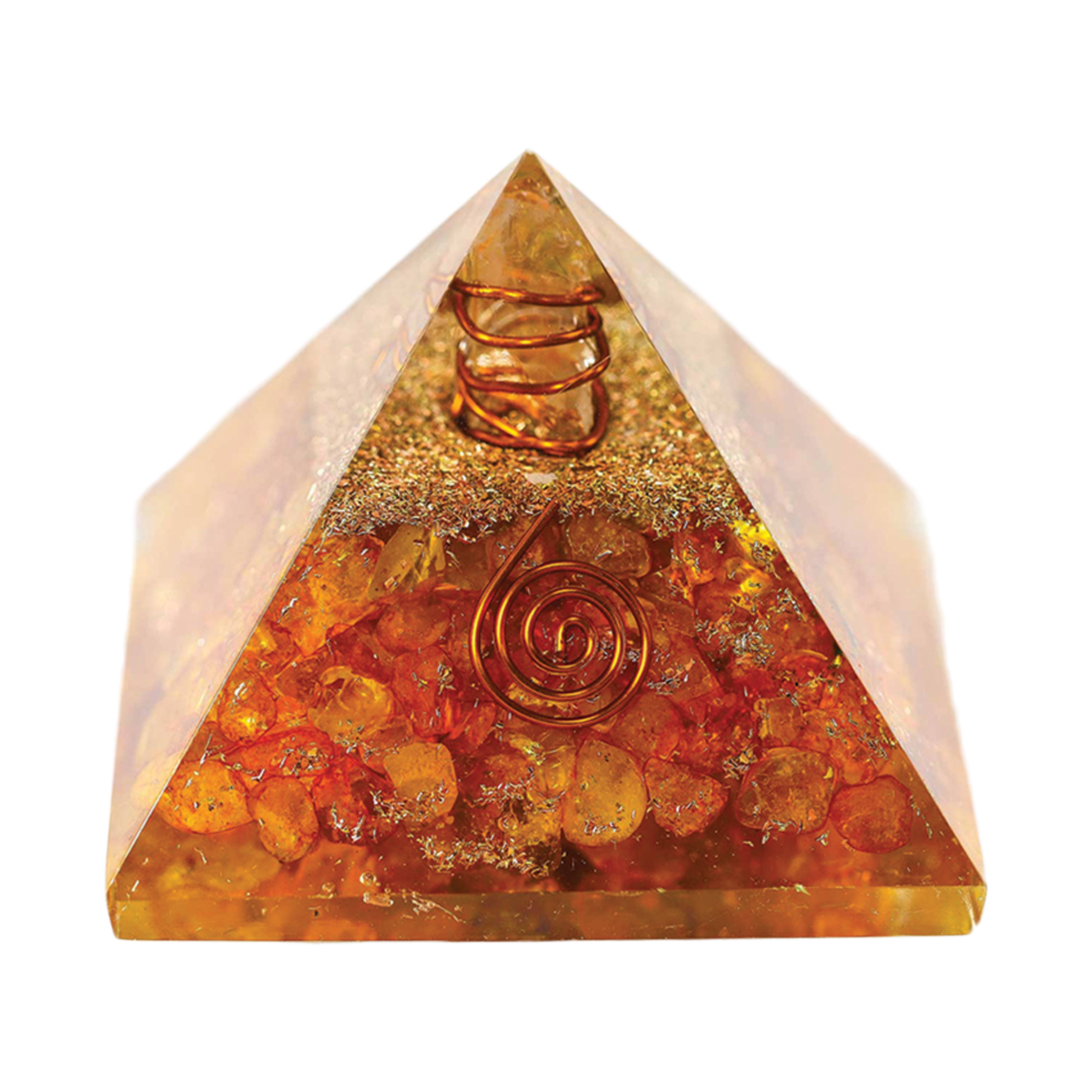 Designs by Deekay Inc. - Wholesale Spiritual Stone/Crystal - Orgonite Crystal Pyramid w/ Copper (40 - 50 mm.) - Citrine