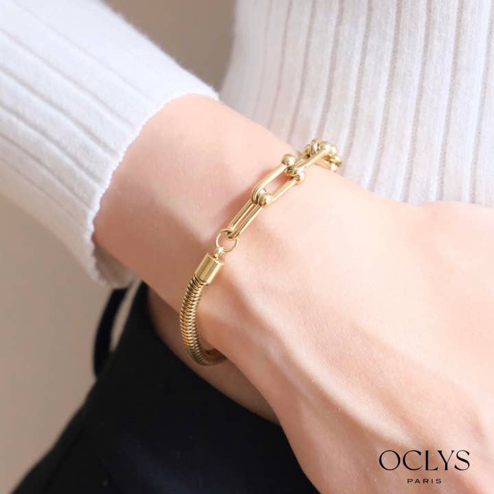 Yooni Doppelglieder-Armband aus Edelstahl für den Großhandel von Oclys