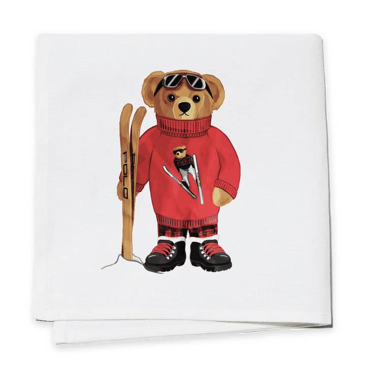 Cocktail Napkins S/4 - Red Ski Bear for wholesale by Toss Designs
