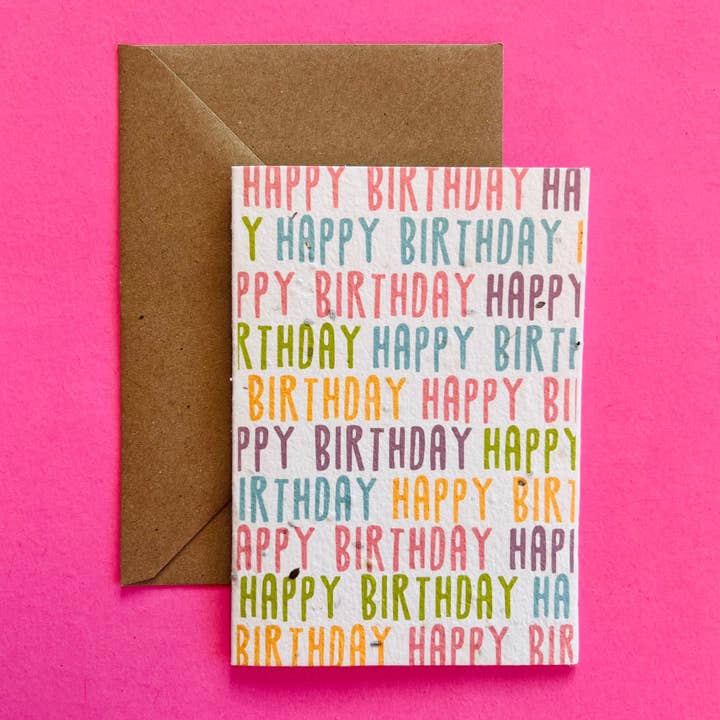 Happy Birthday Pastel Plantable Seed Card voor wholesale door Plantiful Paper Company