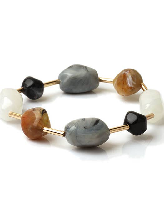 ( G450 ) BRACELET ÉLASTIQUE EN PIERRE DE RÉSINE pour la vente par Jewelry Max