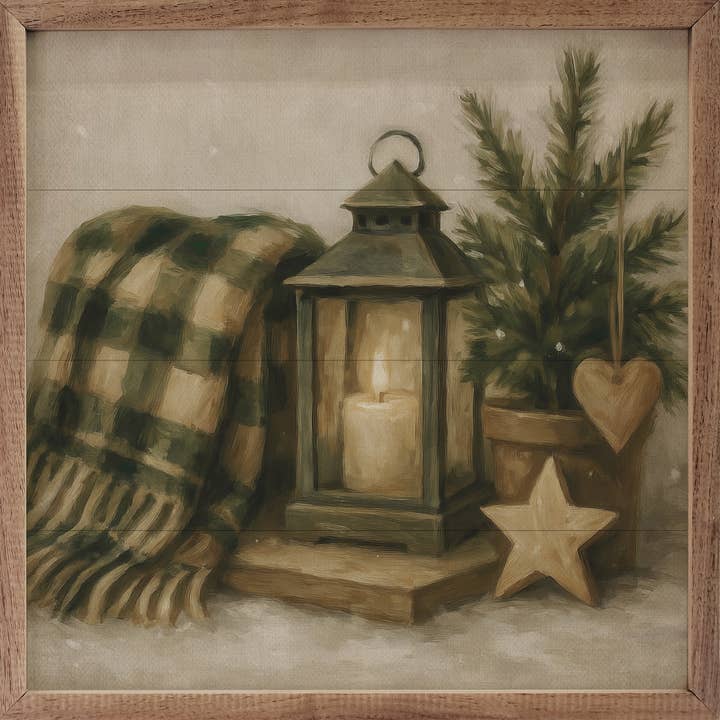 Holiday Plaid Lantern for wholesale by Kendrick Home