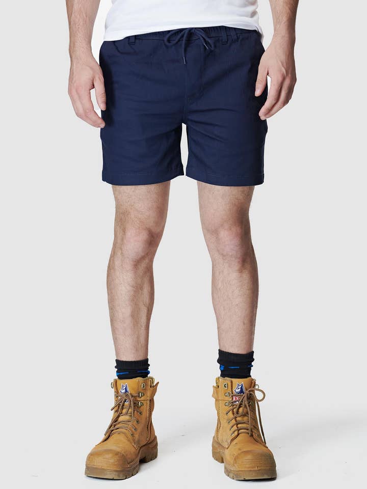 Pantaloncini elastici basici da uomo blu marino per la vendita all'ingrosso da parte di ELWD workwear