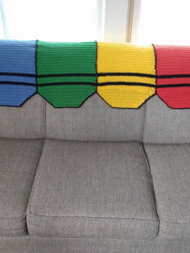 Rainbow Crayon Afghan, couverture en crochet faite à la main pour la vente par Cold Stream Crafts