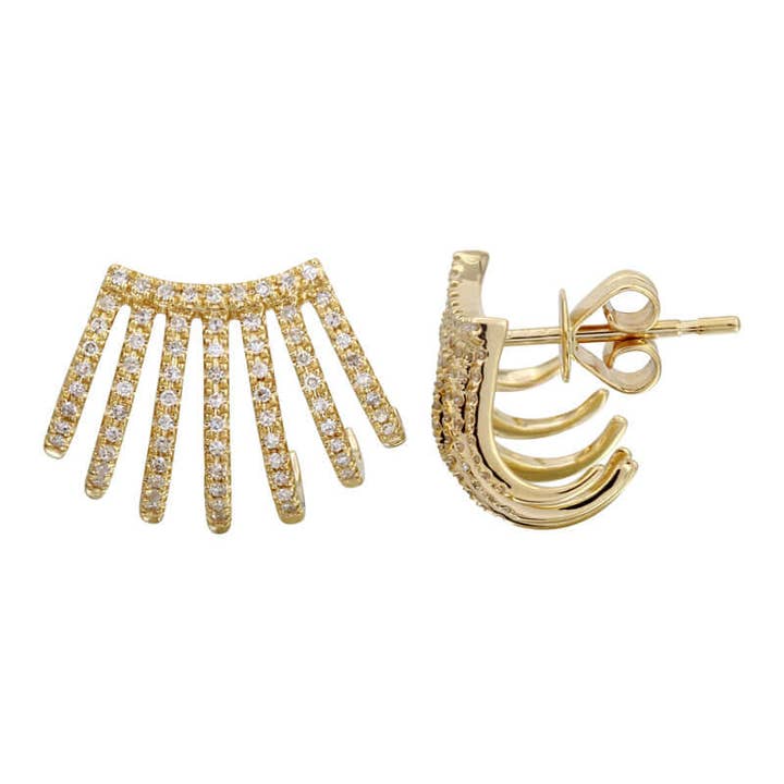 Orecchini a lobo in diamanti con gabbia in oro 14K micro pavé per la vendita all'ingrosso da parte di Izakov Fine Jewelry