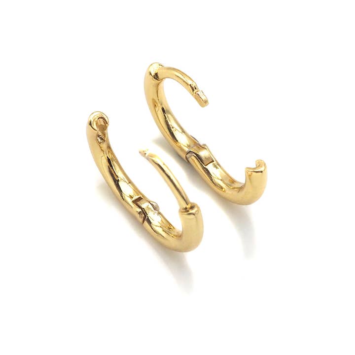 BestBeads&Beyond - Wholesale Huggie Earrings - Gold-Filled Brass Circle Huggie Hoop Earrings