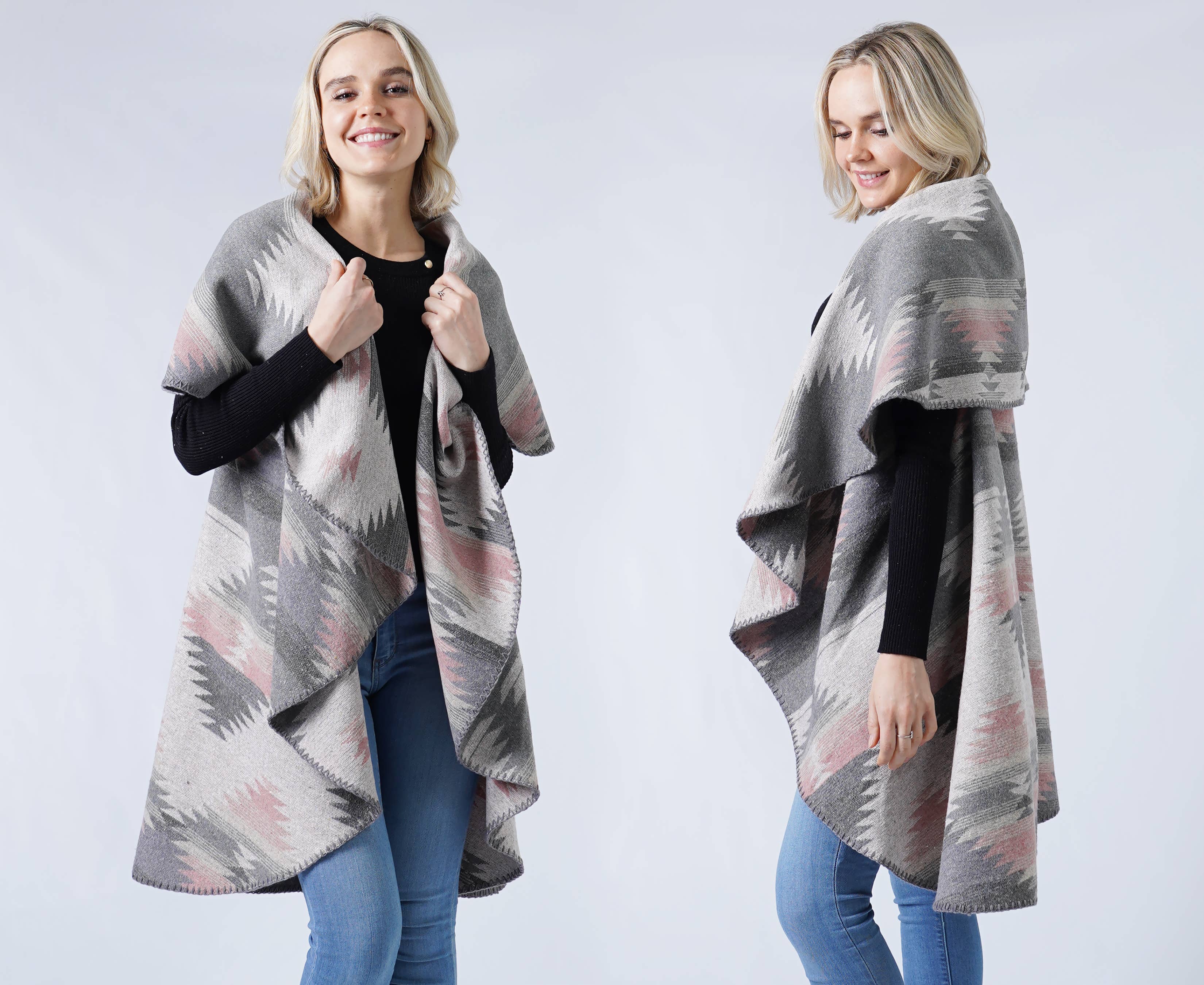 Hana - Venta al por mayor Chaleco de abrigo - Mujer - Chaleco redondo estampado western2