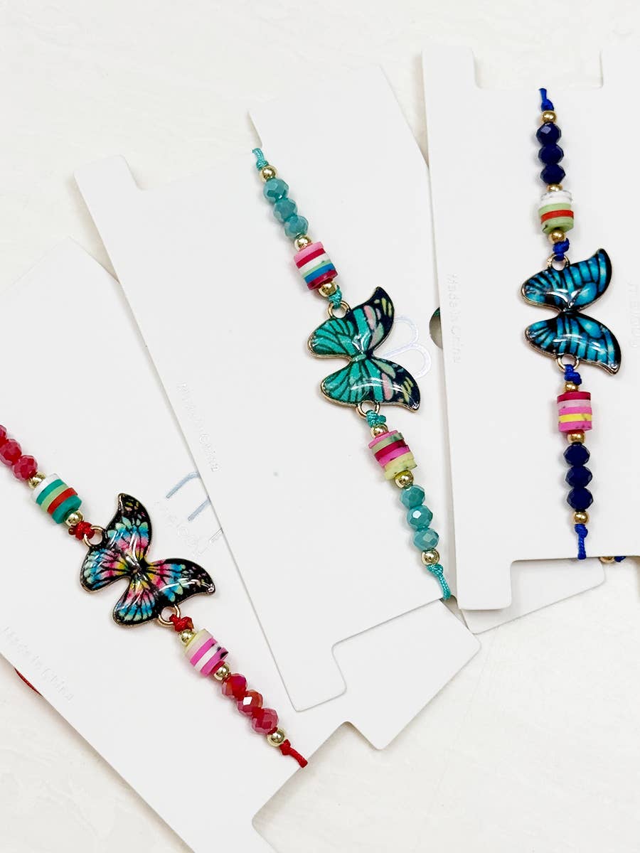 MIX COLOR Butterfly String Adjustable Bracelet  for wholesale on Faire4