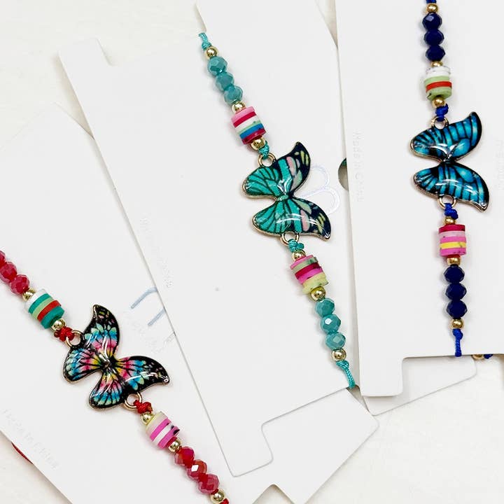 MIX COLOR Butterfly String Adjustable Bracelet for wholesale on Faire4