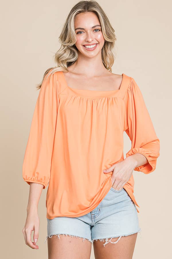 Culture Code - Wholesale Blouse - Women's - CJT1403Q - SQUARE NECK FLARE 3/4 SLEEVE TOP12